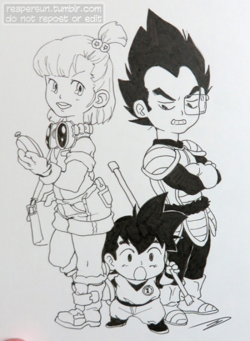 inktober #3 drawing sailor moon made me want to draw dragonball but i drew it from memory okay i couldn’t remember what goku’s stick looked like oop