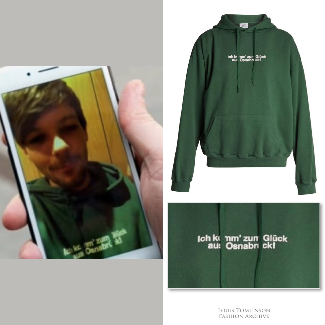 Louis Tomlinson Fashion on X: Louis wore a Self-Designed 28 Official  Programme look last night. Following the collection's previous garments,  the cream hoodie and green shorts showcase Louis' characteristic 28. The  print