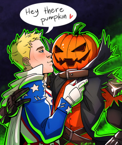 kiwiitin:  The halloween comic just slayed me ;; I had to draw these two dorks being happy and stupid and stuff. …Also I saw a post complaining that there wasn’t enough content with Jack calling Gabe pumpkin so here we go. 