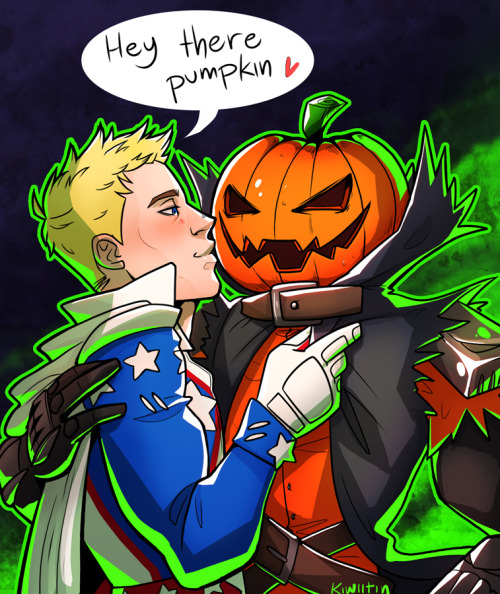 kiwiitin:  The halloween comic just slayed me ;; I had to draw these two dorks being happy and stupid and stuff. …Also I saw a post complaining that there wasn’t enough content with Jack calling Gabe pumpkin so here we go. 