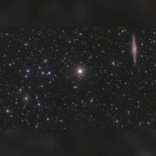 NGC 891 vs Abell 347 #nasa #apod #ngc891 #spiralgalaxy #abell347 #galaxycluster #galaxies #telescope #interstellar #intergalactic #stars #universe #space #science #astronomy
