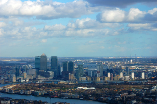 View from the Shard, Canary Wharf, London.