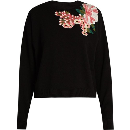 Dolce &amp; Gabbana Floral-appliqué wool and cashmere-blend sweater ❤ liked on Polyvore (see more fl