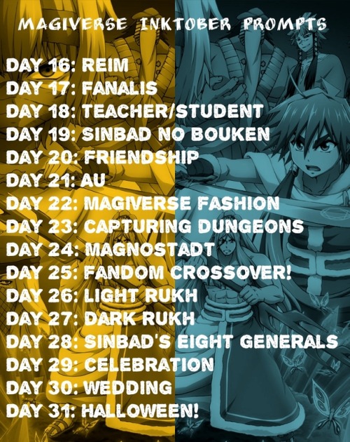 moonyhime: Magiverse Inktober Prompts 2017 With Magi coming to a close, I thought it would be fun to
