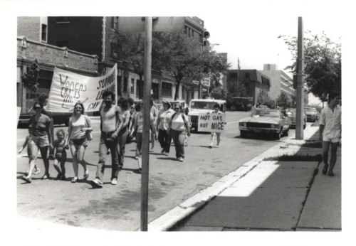 1980 Milwaukee Pride MarchThe black and white photographs above showcase the 1980 Pride March here i