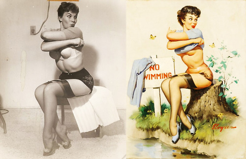 Sex vintagegal:  Model poses and the finished paintings of pictures