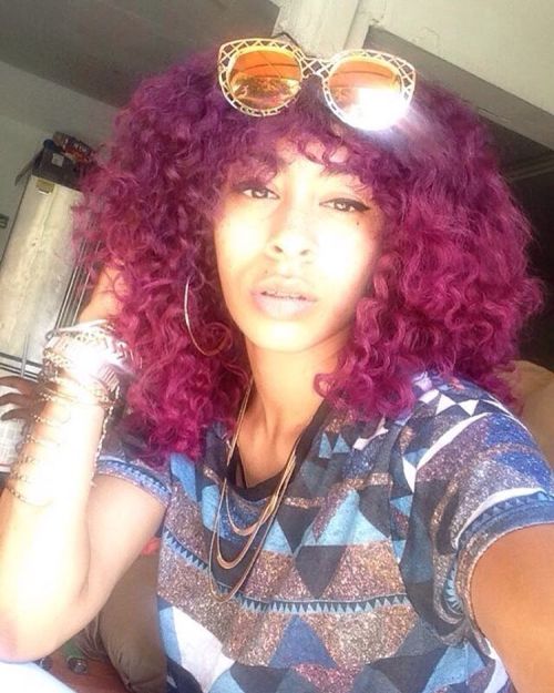 New hair #la #lifeofamodel #selfie #photoshootready #purplehair #lightskin #redbone #tatted #tattoos