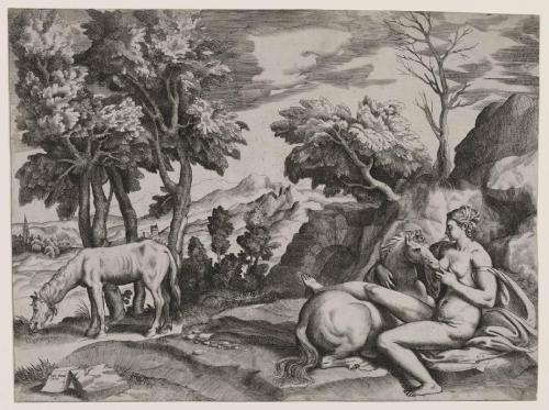 Saturn and the Nymph Philyra by Giulio Bonasone (16th Century)