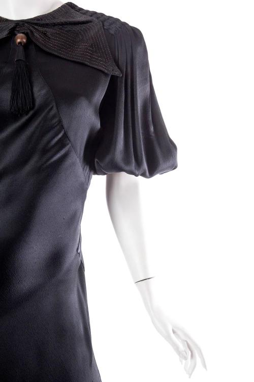 1930s Labeled Vionnet Adaptation Bias Cut Gown