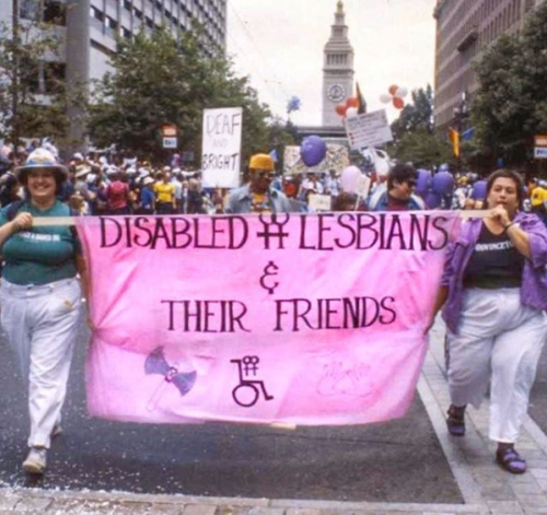 pinkfemme: “DISABLED LESBIANS &amp; THEIR FRIENDS,” San Francisco, June 28, 1987. Photo by Nancy Pal