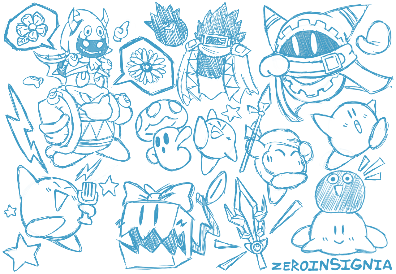 zeroinsignia:heres another batch of kirby doodles! i feel like doodling is subtly