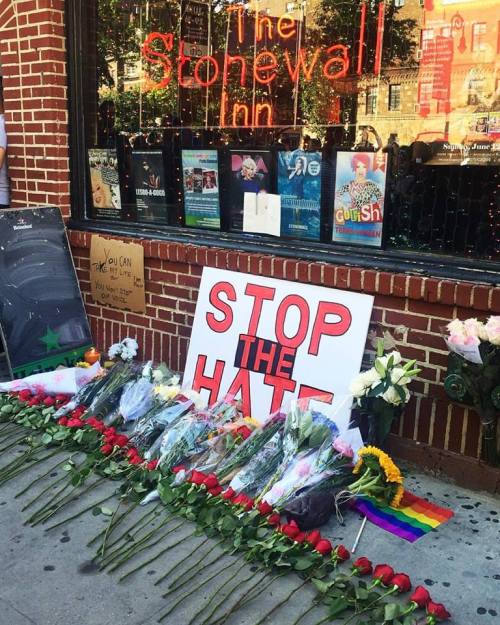 itwilltoteshappen:  50 single roses outside the historic Stonewall Inn.  