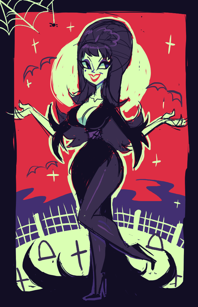 zoestanleyarts:  Elvira the Mistress of the Dark Get Shirts, Prints and more at my