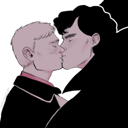 lovelynobody00: an early vday drawin cause i wanted more johnlock kisses in my life