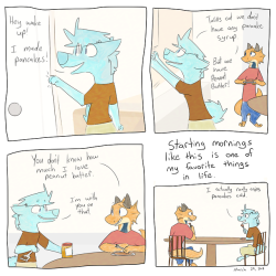 dogstomp:Thanks @downhillcarver-art for the good memories, and for helping me with the coloring on this one! =3I actually can enjoy pancakes without anything on them =w= Depending on how well made they are, of course. 