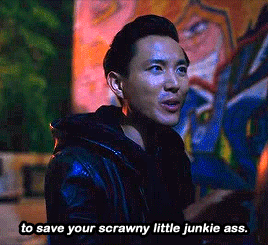"to save your scrawny little junkiee ass." is how Ben concludes his yelling at Klaus.