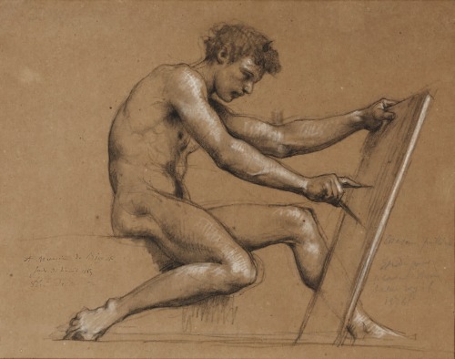 hadrian6:    The Architect, 1885. Jules Elie Delaunay. French 1828-1891. drawing in pencil and heightened with white chalk on paper.    http://hadrian6.tumblr.com