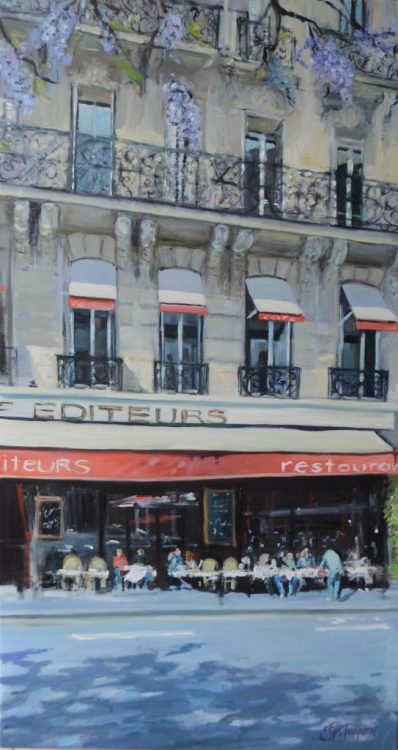Paris facade   -    Jan Pieter FoppenDutch,b.1972-oil on canvas,130 x 70 cm.