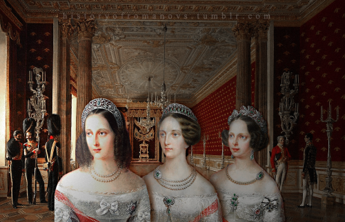 historyofromanovs: Three Graces: The Daughters of Nicholas I of Russia. Imperial Russia, circa 1840s