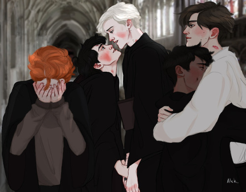 alek-r: Slytherin has a free time and Draco decided to go with Harry in the Slughorn’s class, 