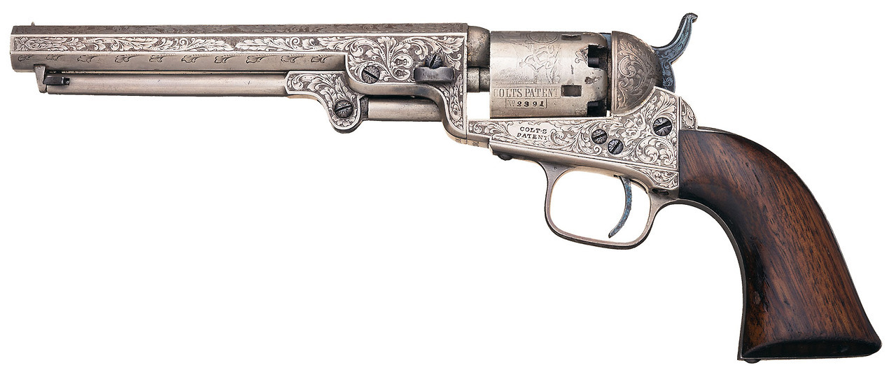 peashooter85:  Engraved Colt London Model 1849 pocket revolverfrom Rock Island Auctions