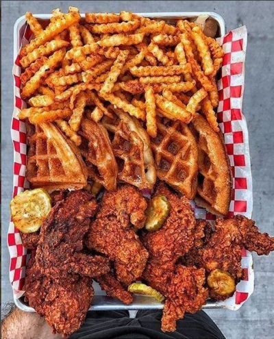 yummyfoooooood:Spicy Wings, Fries and Waffles