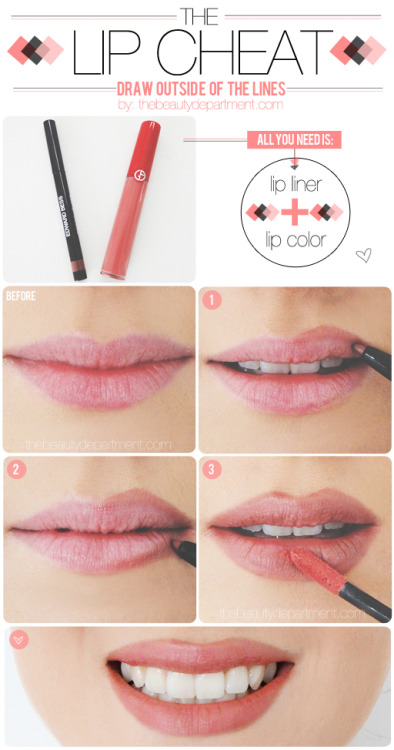 DIY How to Make Your Lips Look Bigger Tutorial from The Beauty Department here. Best part? THE COMME