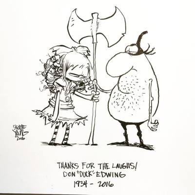 skottieyoung:
“Gert owes a lot to Don “Duck” Edwing, one of my favorite Mad Magazine cartoonists. #rip #ihatefairyland #dailysketch #ink #madmagazine #tribute
”
