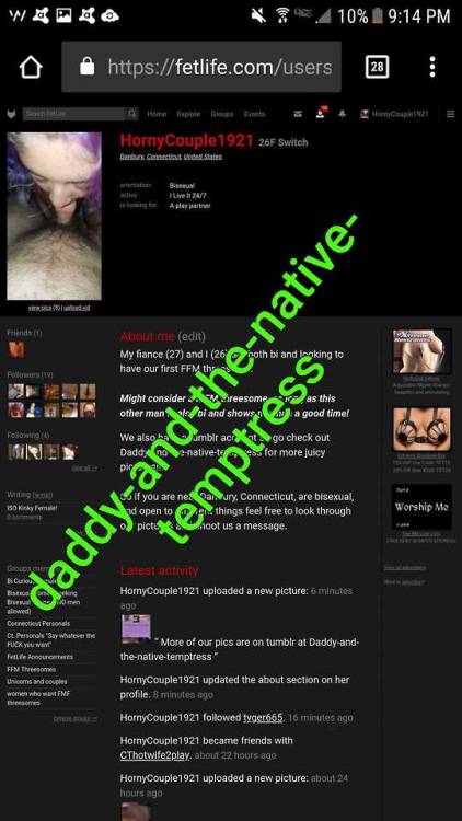 Anyone in CT on fetlife? This is our account!