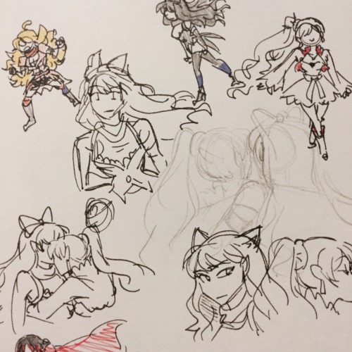 random sketchbook doodles from the past week. Lots of sssn and some rwby