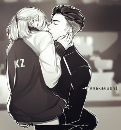 dj-altin: someone asked for yuri in his BF’s jacket. theere you go. this is my entry for my friend’s (@anophiles)  otayuri anthology. prompts are welcomed!!  also international PO for my stuffs still open  