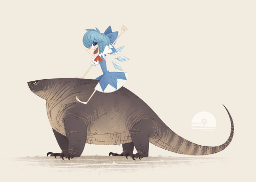 Cirno and Cotylorhynchus I was commissioned to draw