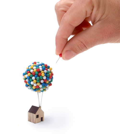 wordsnquotes:Adorable Balloon Pin House by Clive Roddy Reminiscent of the Pixar film up, UK designer