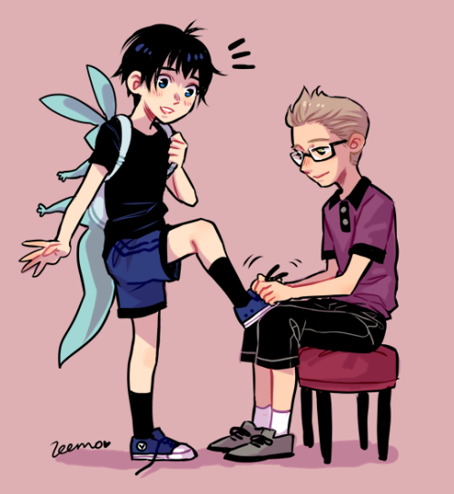 Teaching the prince how to tie his shoelaces