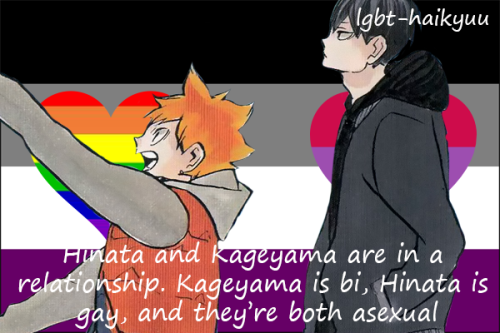 “Hinata and Kageyama are in a relationship. Kageyama is bi, Hinata is gay, and they’re b