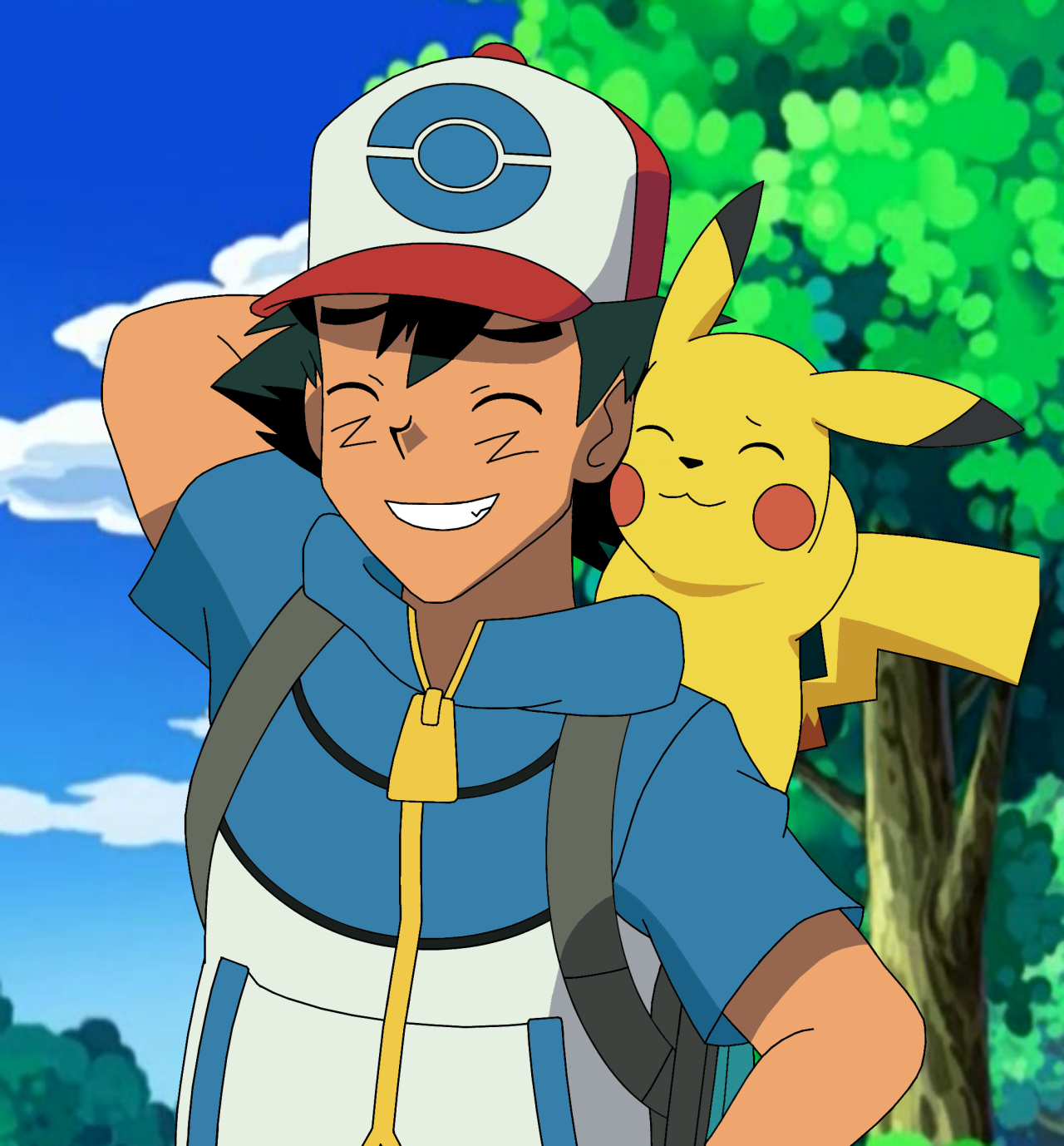 mezasepkmnmaster:  Ash and Pikachu in Unova, with the former aged up! 