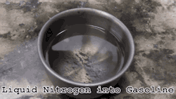 gifsboom:  Liquid nitrogen placed in a dish
