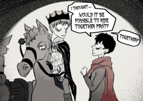 lao-pendragon: Riding LessonsSomeone requested “Merthur meet cute scenario in the Tim Burton s