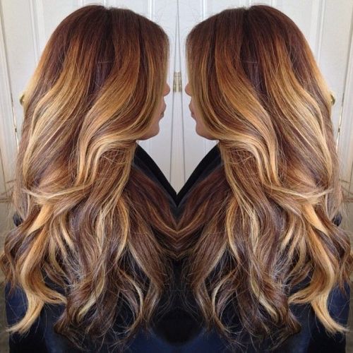 Honey brown hair with blonde highlights