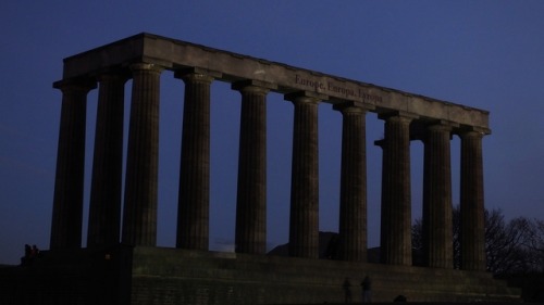 The National Monument on Calton Hill, Edinburgh. Originally intended to be a replica of the Partheno