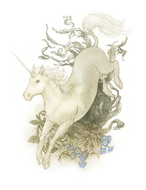 Unicorn and phoenix… realized they work together almost as a yin-yang motifUnicorn paired wit