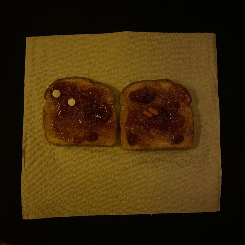 My Aspirin And Ibuprofen On Strawberry Jam On Toast At Like 10pm