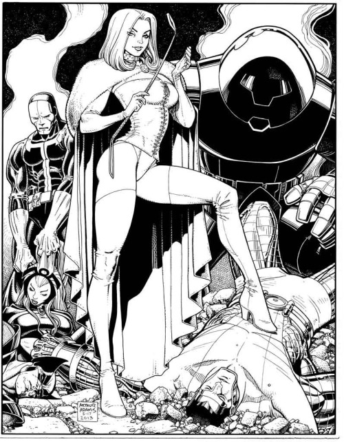 ungoliantschilde:  some of the X-Women, illustrated by Arthur Adams in black and white. 