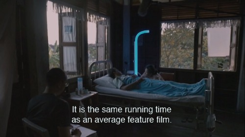 somequeerdistortion:“As I researched sleep, I found that we sleep in intervals. The REM intervals loop several times a night. Each loop is about 90 minutes long. It is the same running time as an average feature film. So maybe the running time of films