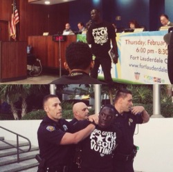 clarknokent:officialdegrassetyson:Hey everyone! Listen up PLEASE! Ft. Lauderdale PD in Florida arrested one of our fellow Dream Defenders, Demetrius, for speaking out against police violence! A month ago, Demetrius along with other DDs were protesting