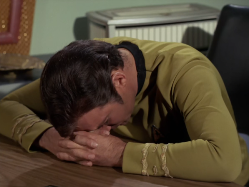 shylocks:there’s romantic music playing as spock mind melds with him. i wonder what this all m