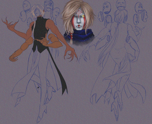 caladhel-iarian:Concept sketches of The Harlequin, Phibi’s right hand man. His true name is Ir