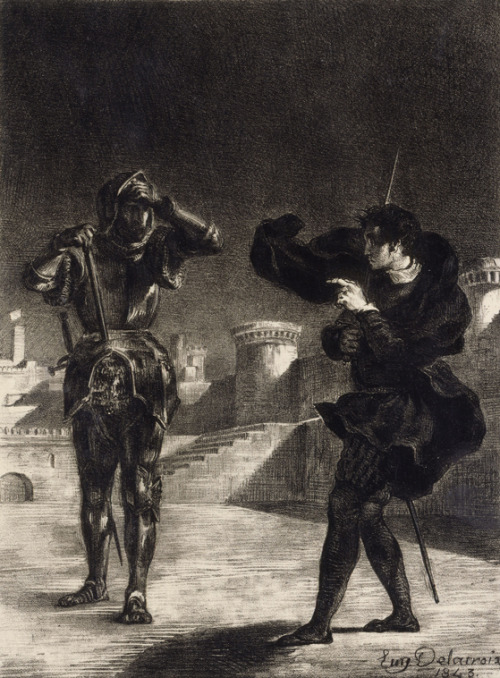 artist-delacroix: Hamlet Sees the Ghost of his Father, Eugene Delacroix www.wikiart.org/en/e