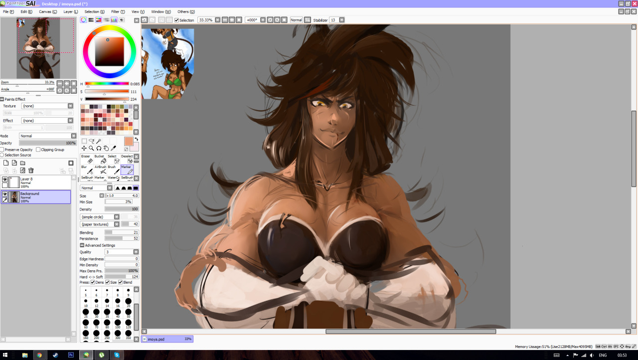 itsthemothman:  working on a thing dunno if she is buff enuf yet, this hair is a