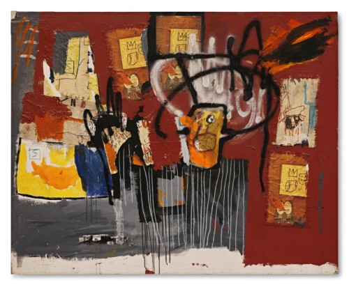 Jean-Michel BasquiatUntitledSigned NAEJBASMICHIQUT and dated 81 (on the overturn edge).Acrylic, spra